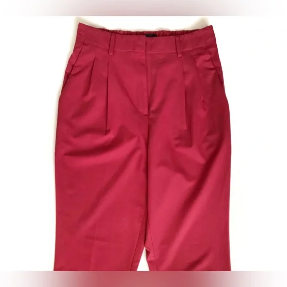 Express Super High Rise Pleated Ankle Pants in Coral Red Small - Picture 2 of 6